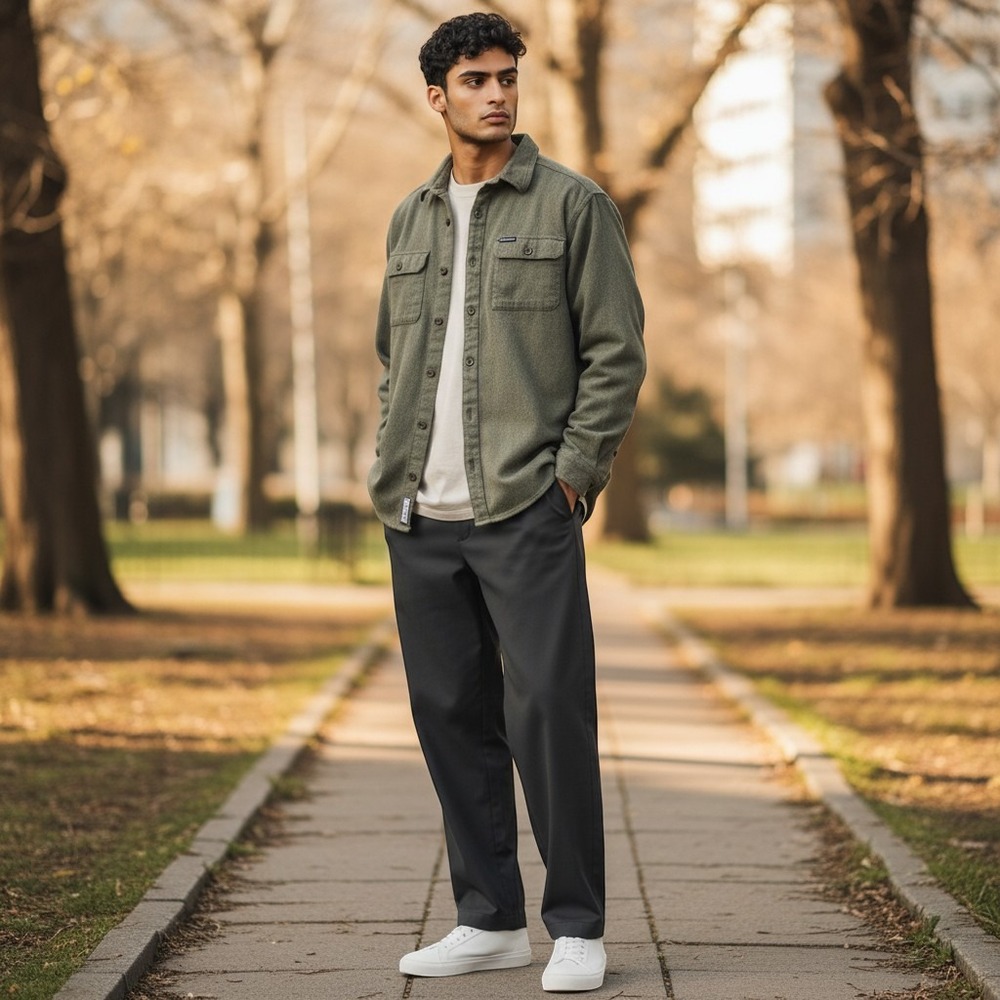 Columbia Olive Green Casual Button-Down Shirt